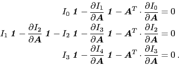 \begin{equation*}\begin{aligned}I_0 \ensuremath{\boldsymbol{\mathit{1}}}- \ensur...<br />
			..._3}{\partial \ensuremath{\boldsymbol{A}}}} & = 0 . \end{aligned}\end{equation*}